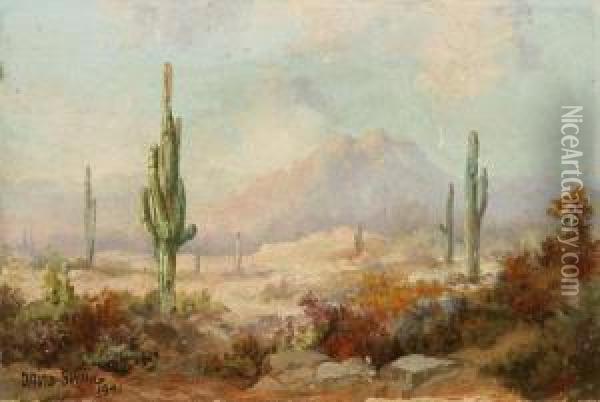 Desert Landscape With Cacti Oil Painting - David Swing