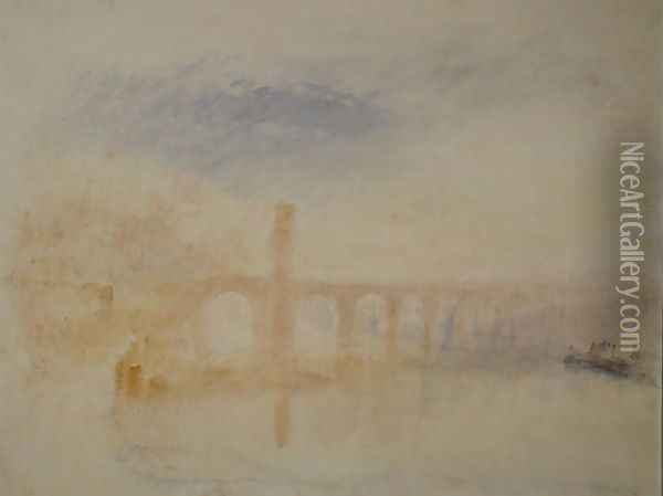The Moselle Bridge, Coblenz, c.1842 Oil Painting - Joseph Mallord William Turner