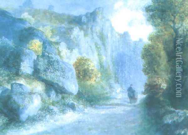 Road Among Rocks in Burgundy Oil Painting - Teofil Kwiatkowski