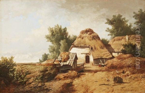 Bondens Hus Oil Painting - Remigius Adrianus van Haanen