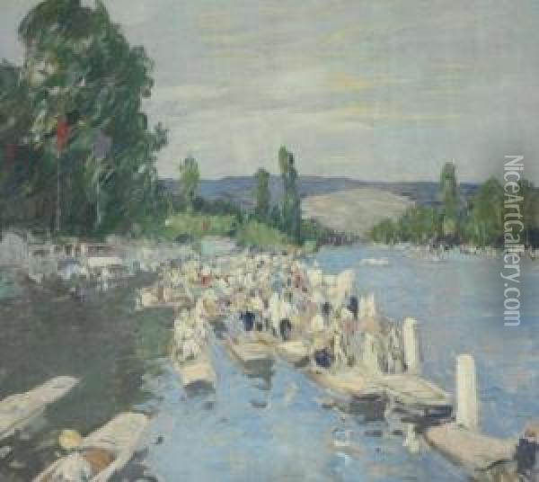 The Henley Regatta Oil Painting - George Oberteuffer