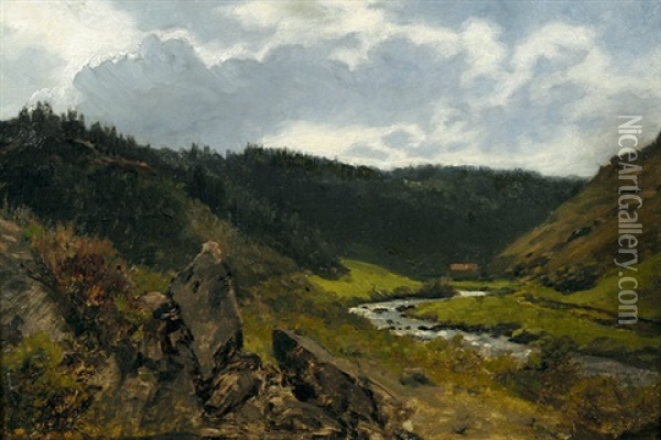Bachlauf In Der Eifel Oil Painting - Karl Friedrich Lessing