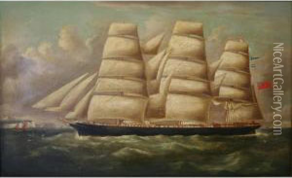 Forward Ho: A Full-rigged Ship Off Dover Oil Painting - Richard Barnett Spencer