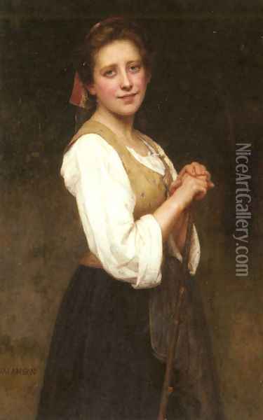 A Young Shepherdess Oil Painting - Eugenie Marie Salanson