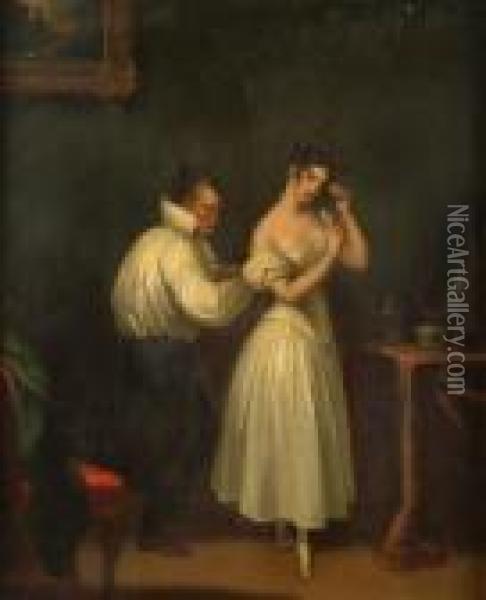 Un-lacing The Corset Oil Painting - Sir David Wilkie