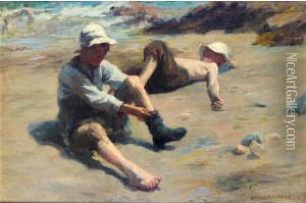 After The Swim Oil Painting - Harvey Harold