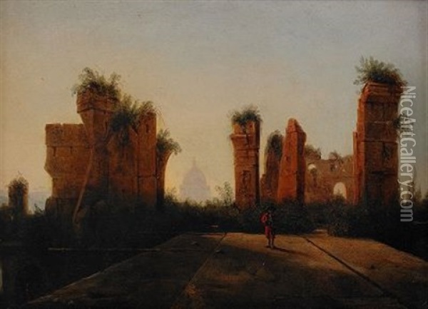 Kejsar Palatsets Ruiner Pa Monte Palatino I Rom Oil Painting - Carl Stefan Bennet