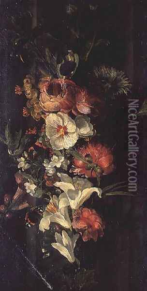 Still Life with Roses, Lilies and Other Flowers Oil Painting - (circle of) Ruysch, Rachel
