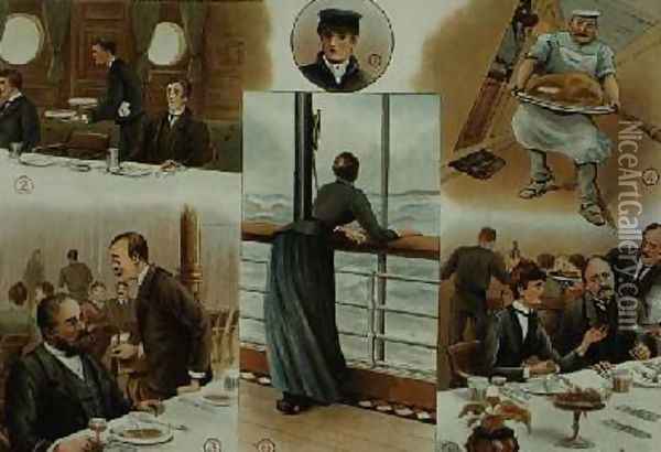 Down Channel the effects of seasickness on some of the passengers from P and O Pencillings 1890 Oil Painting - W. Lloyd