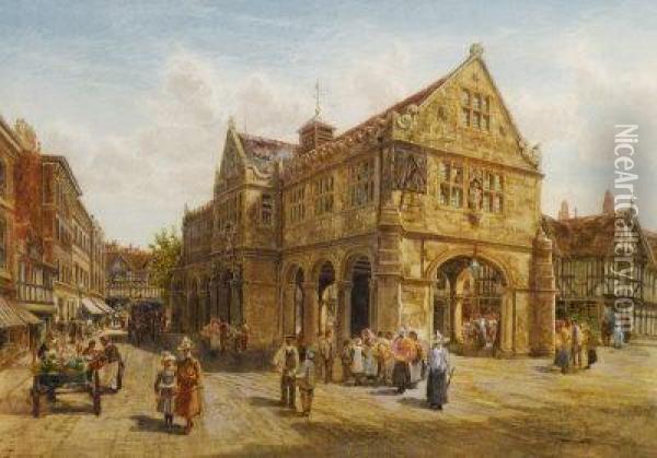 The Old Market Square, Shrewsbury Oil Painting - Thomas Greenhalch