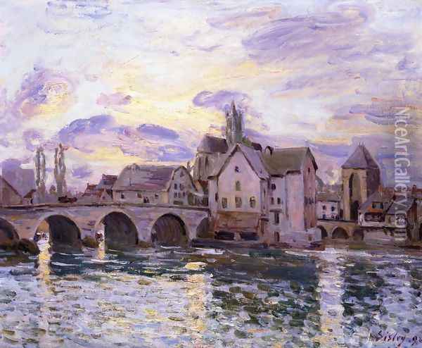 The Bridge at Moret at Sunset Oil Painting - Alfred Sisley