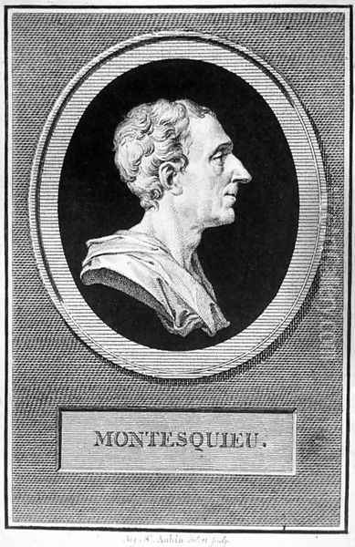 Charles Louis de Secondat, Baron de Montesquieu 1689-1755 Oil Painting - Augustin de Saint-Aubin