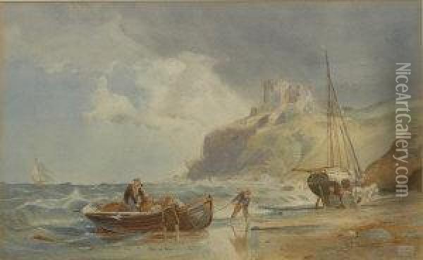 Loading The Boats Oil Painting - Richard Parkes Bonington