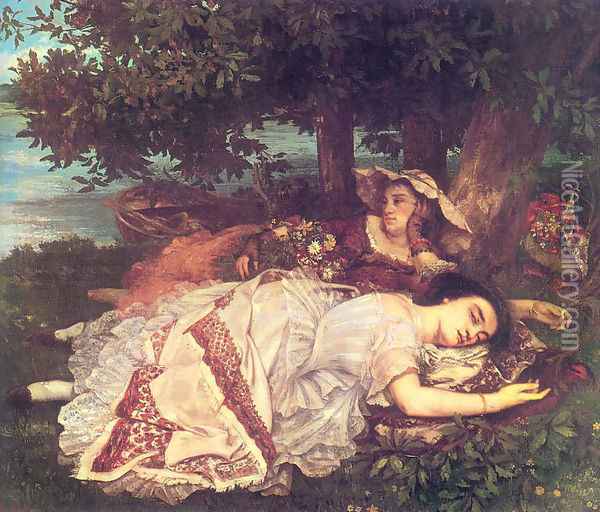 The Young Ladies on the Banks of the Seine (or Summer) Oil Painting - Gustave Courbet