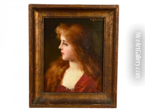 Portrait Of A Red Haired Girl Oil Painting - Jules Frederic Ballavoine