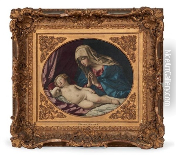 Vierge A L'enfant Endormi Oil Painting - Giovanni Battista Salvi (Il Sassoferrato)
