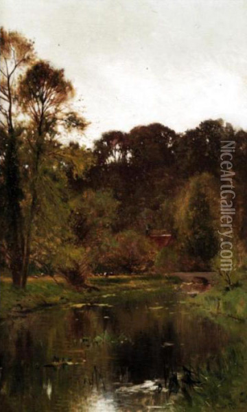 River Landscape Oil Painting - Ernest Parton