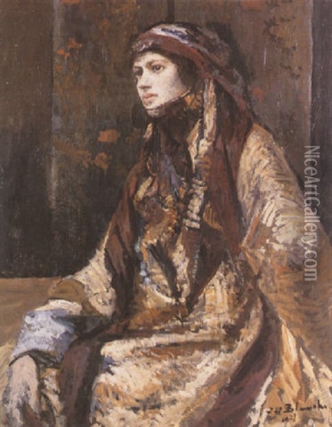 Portrait Of An Oriental Lady Oil Painting - Jacques-Emile Blanche