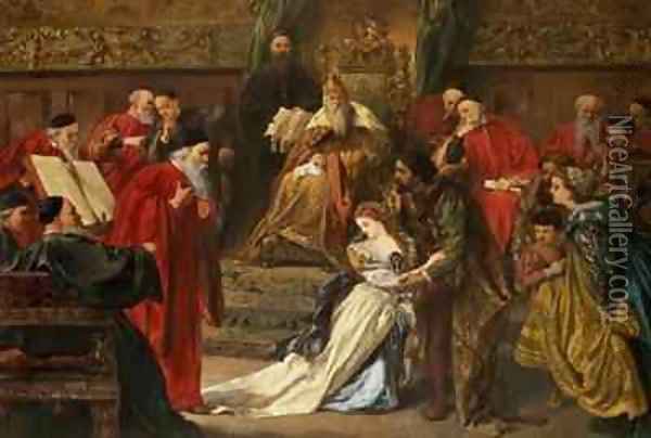 Cordelia in the Court of King Lear Oil Painting - Sir John Gilbert