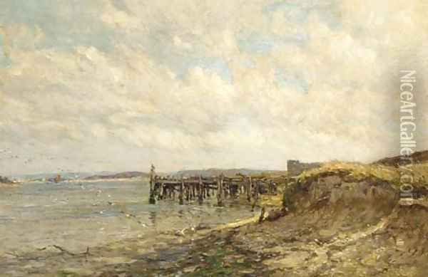 Goat Horn Point, looking towards Poole Oil Painting - Frederick William Newton Whitehead
