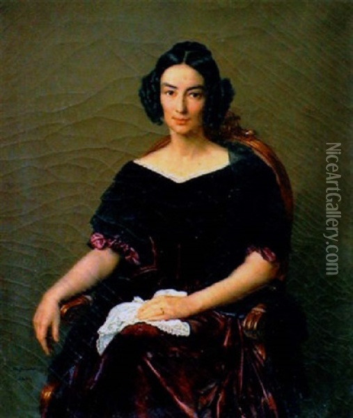 Portrait De Femme Oil Painting - Francois Louis Dejuinne