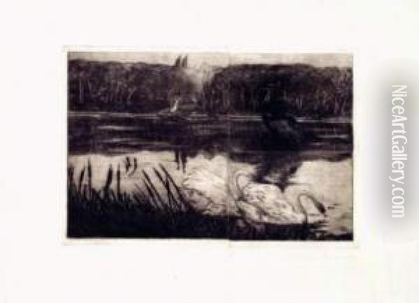 Lago Con Signi Oil Painting - Umberto Boccioni