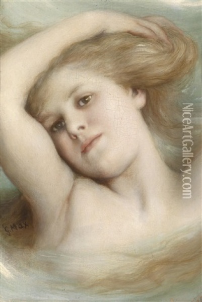 Kopf Eines Traumenden Madchens Oil Painting - Gabriel von Max
