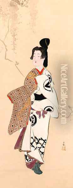 Geisha in festival costume Oil Painting - Kobayashi Kiyochika