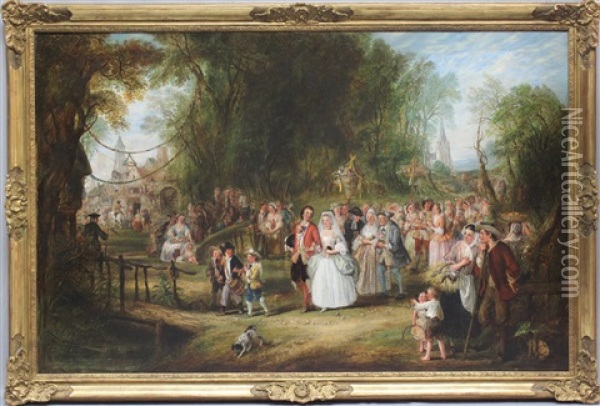 Durch Ein Dorf Ziehende Hochzeitsgesellschaft Oil Painting - Henry Andrews