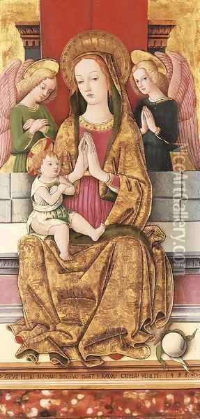 The Madonna and Child with two Angels Oil Painting - Alemanno Pietro