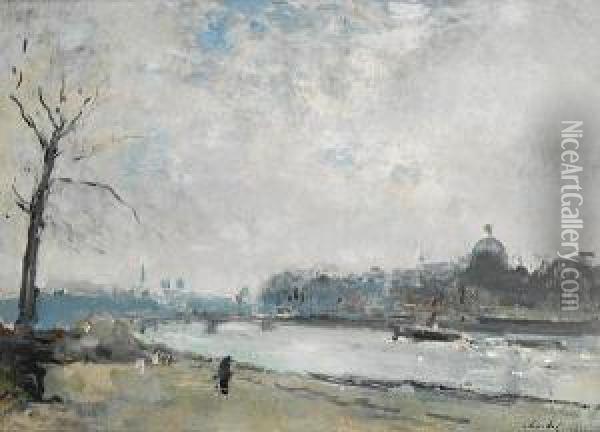 Paris, On The Seine Oil Painting - Frantz Charlet