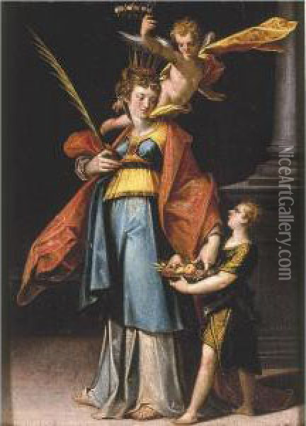 Saint Dorothy Oil Painting - Bartholomaeus Spranger