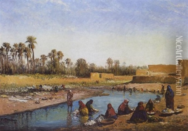 Lavandieres Tunisiennes Oil Painting - Vincent Manago