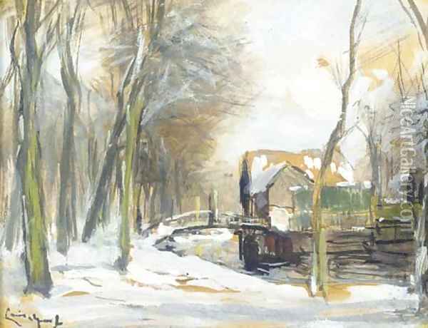 Wooded winter landscapes Oil Painting - Louis Apol