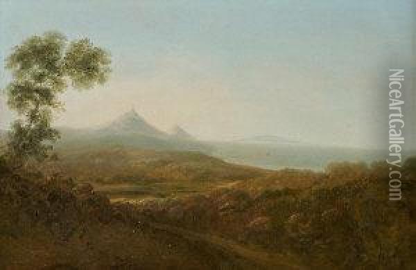 View Of Dublin Bay With The Sugarloaf In The Distance Oil Painting - William II Sadler