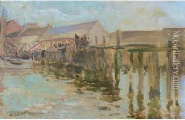 The Landing, Newport Oil Painting - John Henry Twachtman