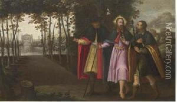 Cristo E I Viandanti Di Emmaus Oil Painting - Paolo Fiammingo