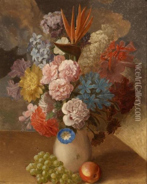 Flowers In A Vase Oil Painting - Leopold Stoll