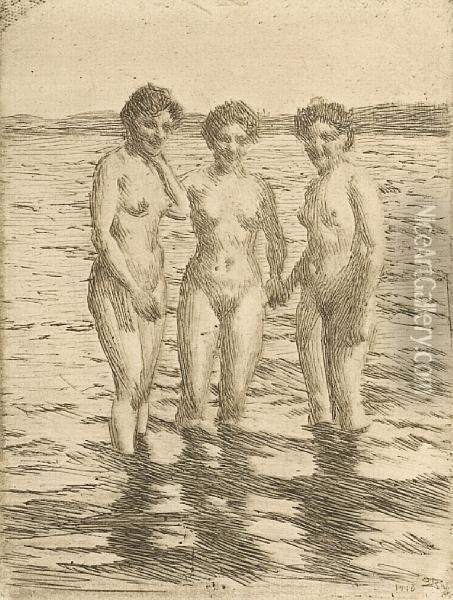The Three Graces Oil Painting - Anders Zorn
