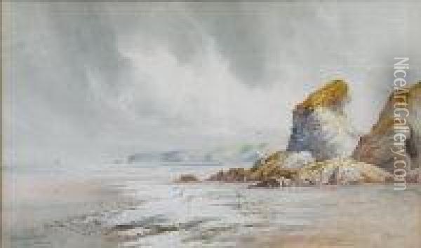 Bedruthan Steps Oil Painting - William Frederick Newton