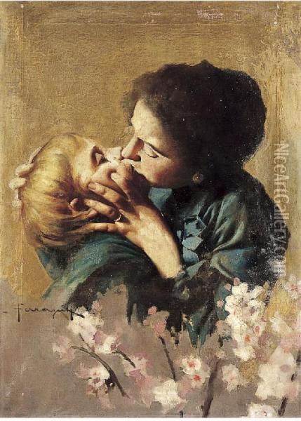 Bacio Di Mamma Oil Painting - Arnaldo Ferraguti