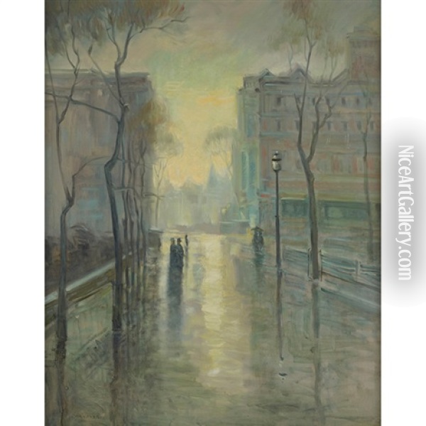 Rainy Day Oil Painting - Paul Cornoyer