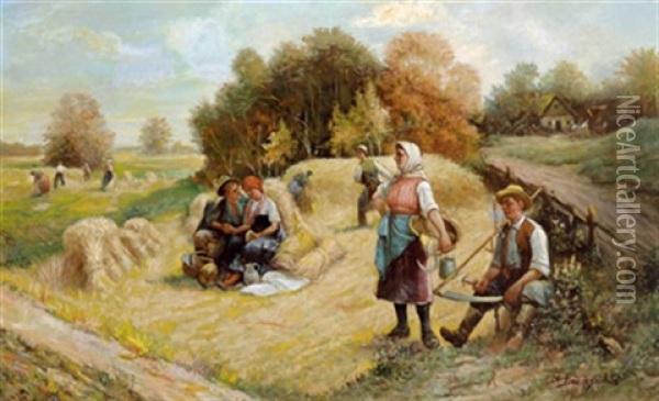 Erntenszene Oil Painting - Adolf (Constantin) Baumgartner-Stoiloff