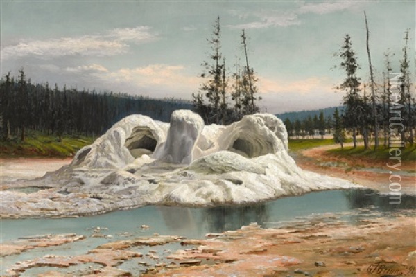 Grotto Geyser, Yellowstone Oil Painting - Grafton Tyler Brown