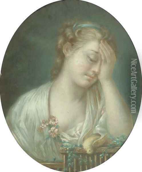 A young girl mourning Oil Painting - Jean Baptiste Greuze