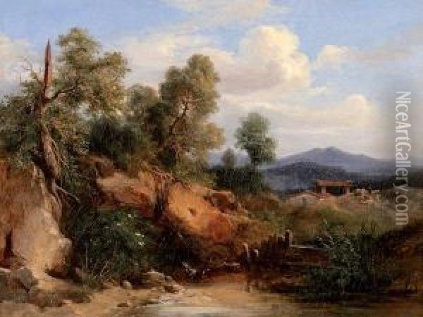 Paysage D'italie, Region De Naples Oil Painting - Jules Louis Phillipe Coignet