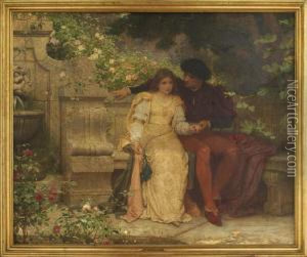 Romeo And Juliet In The Garden Oil Painting - Charles E. Perugini