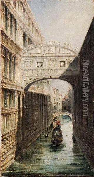 Venezia, In Gondola Sul Canale Oil Painting - Giovanni Grubacs