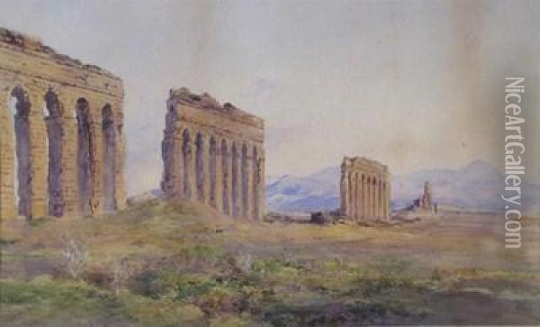 Roman Aqueduct In The Campagna Oil Painting - Caroline Saint-John Mildmay