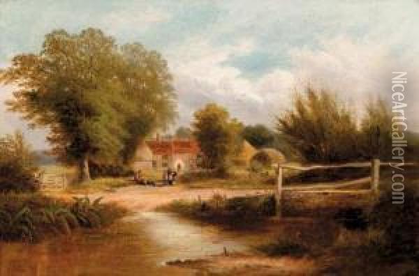 Farm At Hassocks, Sussex Oil Painting - Frederick William Hulme